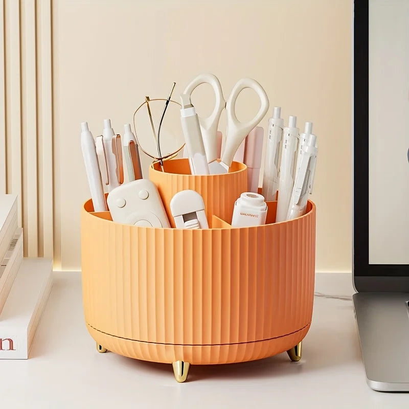 360º Rotating Makeup Organiser – ABS Plastic Cosmetic Case for Brushes, Lipsticks and Accessories
