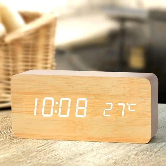 Wooden Digital Alarm Clock – LED