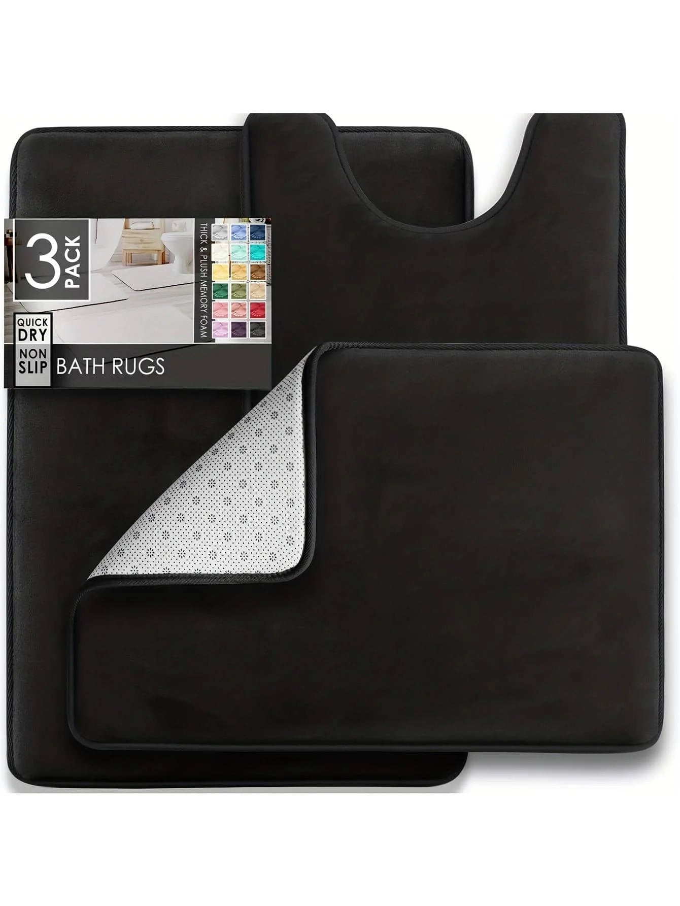3-Piece Bathroom Mat Set – Non-Slip Memory Foam