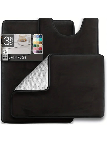 3-Piece Bathroom Mat Set – Non-Slip Memory Foam
