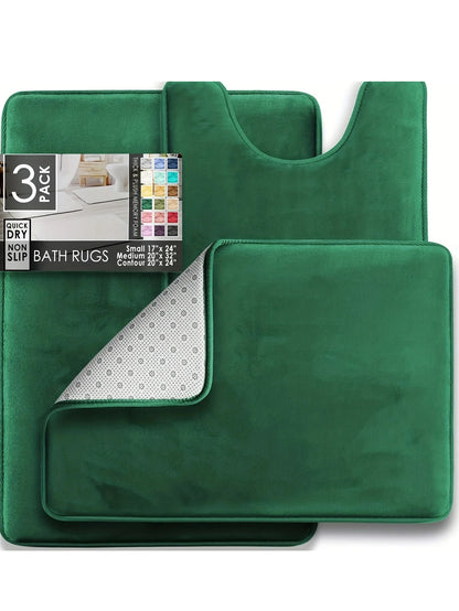 3-Piece Bathroom Mat Set – Non-Slip Memory Foam