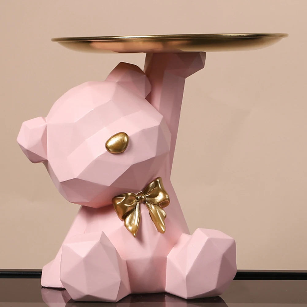 Decorative Geometric Bear Sculpture in Resin
