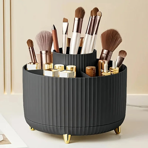 360º Rotating Makeup Organiser – ABS Plastic Cosmetic Case for Brushes, Lipsticks and Accessories