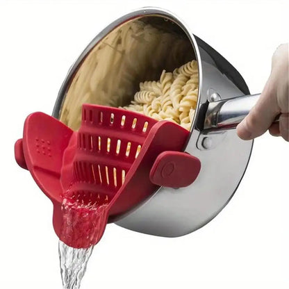 Universal Clip-On Pot Strainer – Practical Kitchen Tool for Pasta, Rice, and Vegetables
