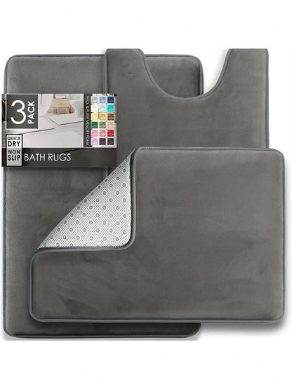 3-Piece Bathroom Mat Set – Non-Slip Memory Foam