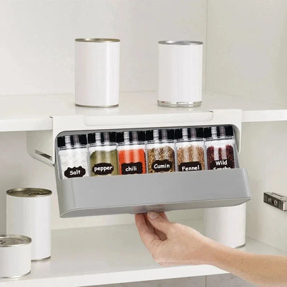 Wall or Shelf Spice Organiser – Sliding Holder with Small Bottles for the Kitchen