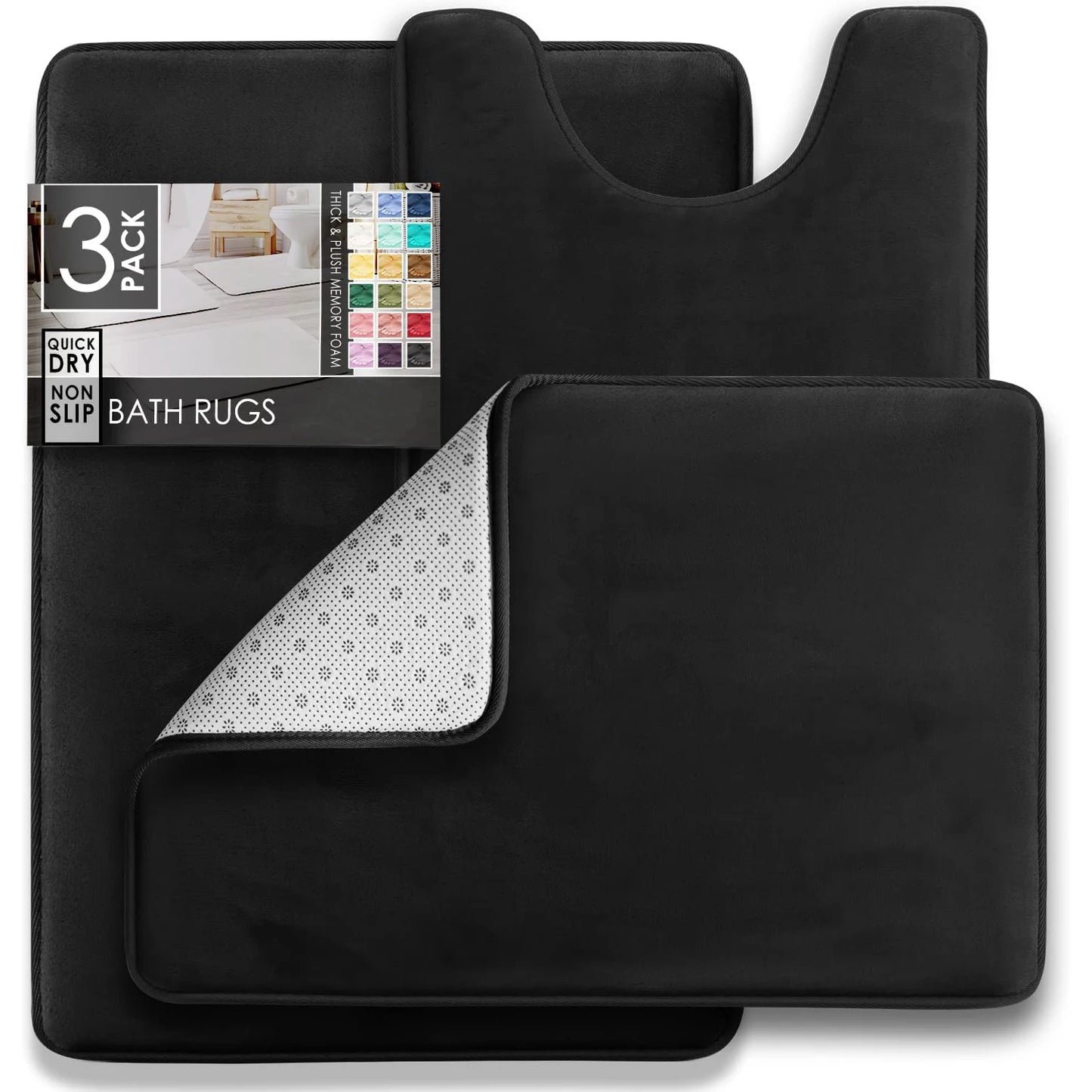 3-Piece Bathroom Mat Set – Non-Slip Memory Foam