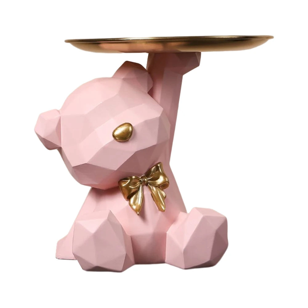 Decorative Geometric Bear Sculpture in Resin