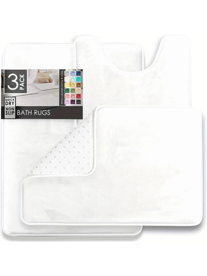 3-Piece Bathroom Mat Set – Non-Slip Memory Foam