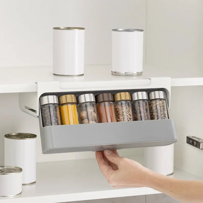 Wall or Shelf Spice Organiser – Sliding Holder with Small Bottles for the Kitchen