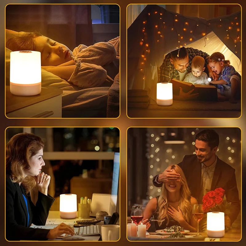 Touch LED Table Lamp – Night Light with 3 Brightness Modes and USB Rechargeable Battery