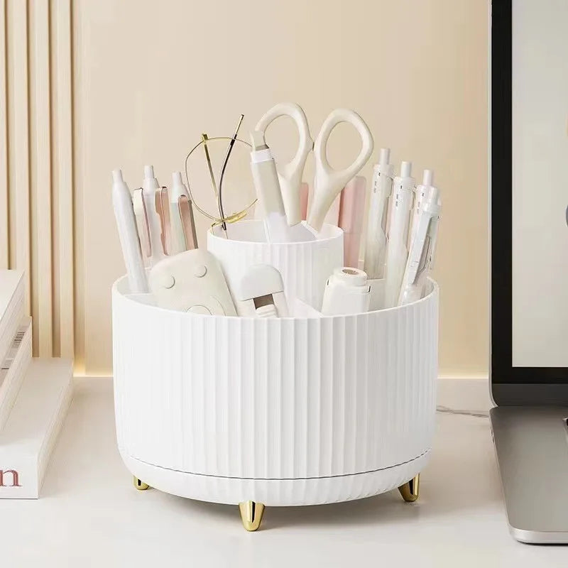 360º Rotating Makeup Organiser – ABS Plastic Cosmetic Case for Brushes, Lipsticks and Accessories