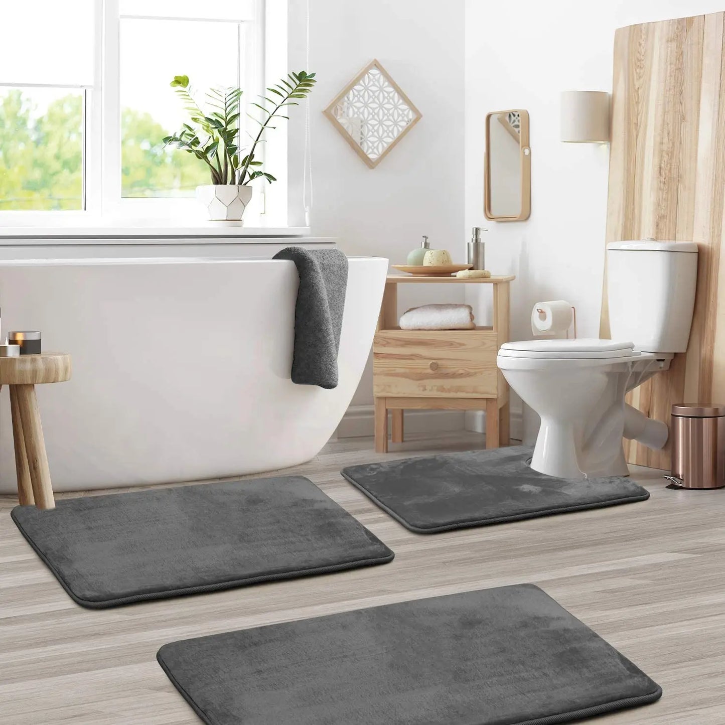 3-Piece Bathroom Mat Set – Non-Slip Memory Foam