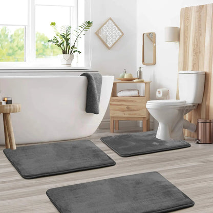 3-Piece Bathroom Mat Set – Non-Slip Memory Foam