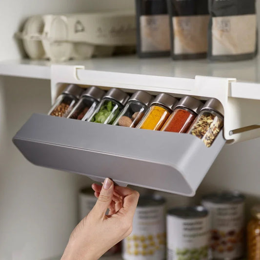 Wall or Shelf Spice Organiser – Sliding Holder with Small Bottles for the Kitchen