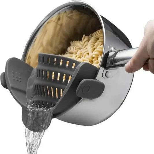 Universal Clip-On Pot Strainer – Practical Kitchen Tool for Pasta, Rice, and Vegetables