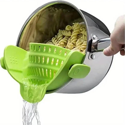 Universal Clip-On Pot Strainer – Practical Kitchen Tool for Pasta, Rice, and Vegetables
