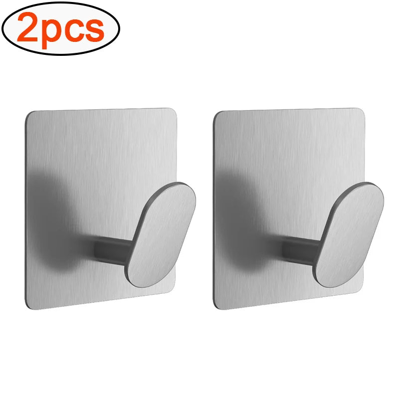 Stainless Steel Adhesive Wall Hook – Multipurpose Holder for Towels, Bathrobes and Utensils (Bathroom/Kitchen)