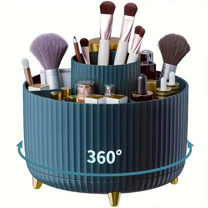 360º Rotating Makeup Organiser – ABS Plastic Cosmetic Case for Brushes, Lipsticks and Accessories