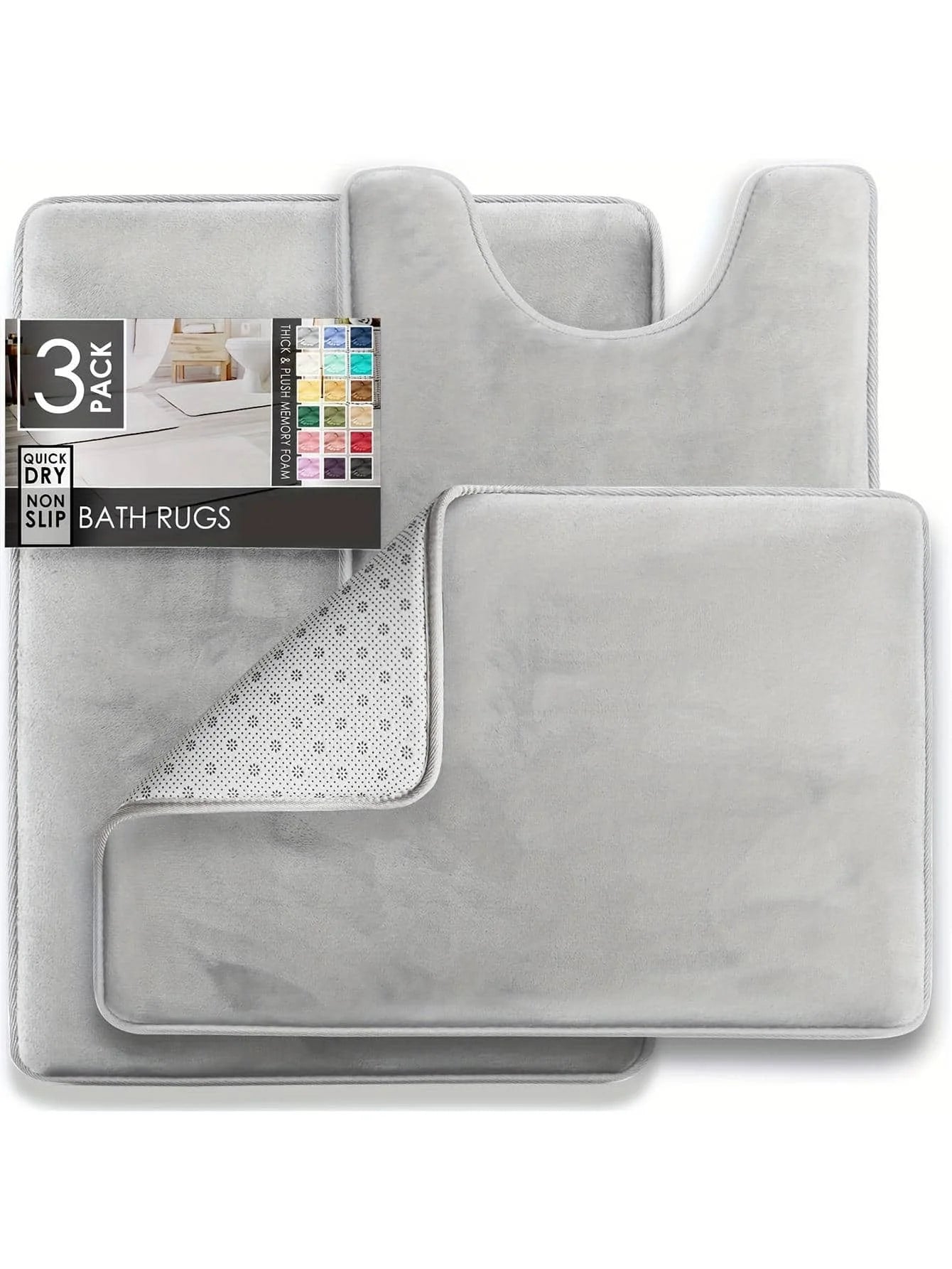 3-Piece Bathroom Mat Set – Non-Slip Memory Foam
