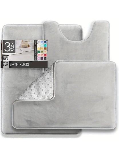 3-Piece Bathroom Mat Set – Non-Slip Memory Foam