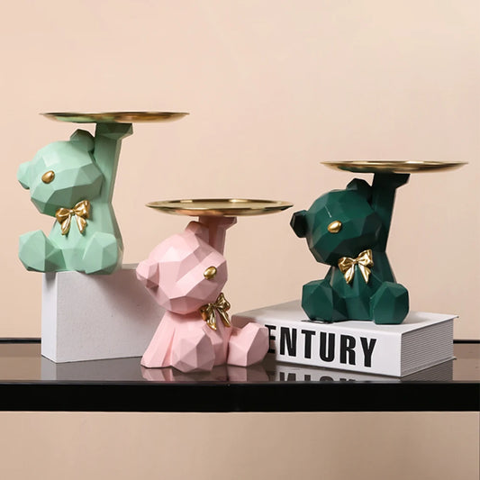 Decorative Geometric Bear Sculpture in Resin