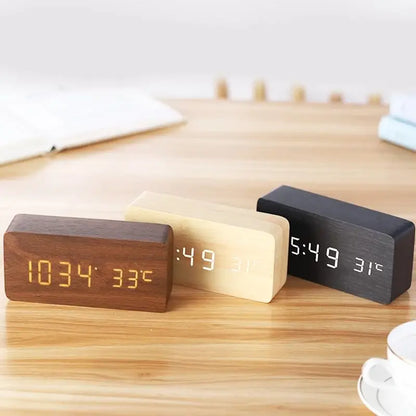 Wooden Digital Alarm Clock – LED