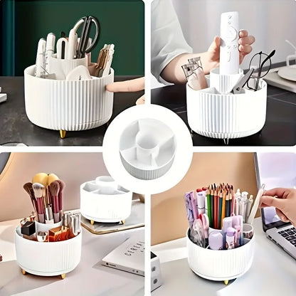 360º Rotating Makeup Organiser – ABS Plastic Cosmetic Case for Brushes, Lipsticks and Accessories