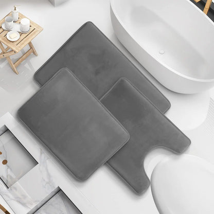 3-Piece Bathroom Mat Set – Non-Slip Memory Foam