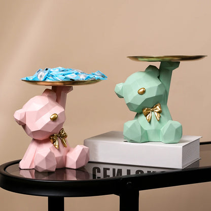 Decorative Geometric Bear Sculpture in Resin