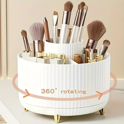 360º Rotating Makeup Organiser – ABS Plastic Cosmetic Case for Brushes, Lipsticks and Accessories
