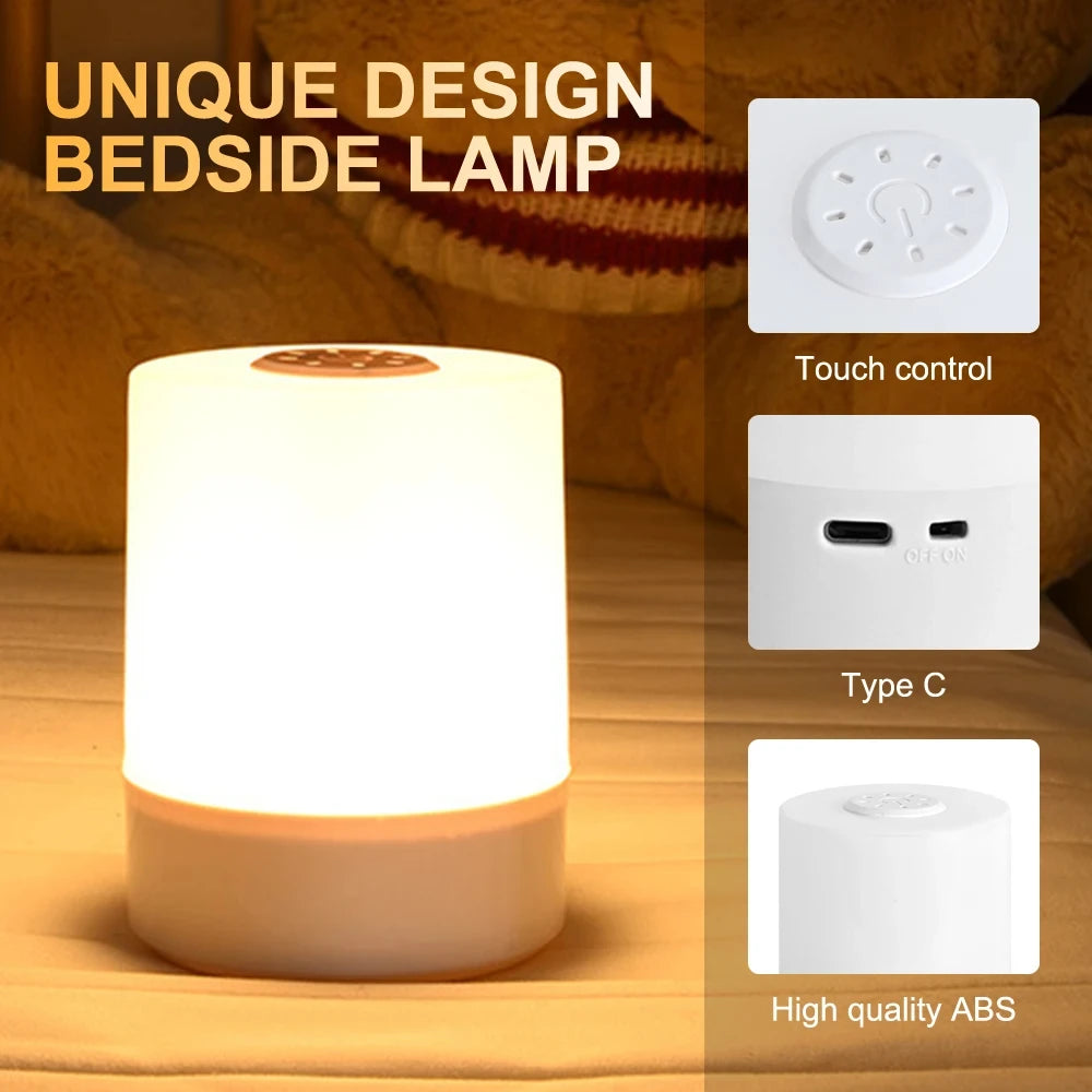 Touch LED Table Lamp – Night Light with 3 Brightness Modes and USB Rechargeable Battery
