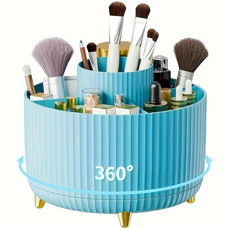 360º Rotating Makeup Organiser – ABS Plastic Cosmetic Case for Brushes, Lipsticks and Accessories