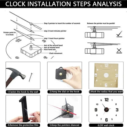 3D Wall Clock Sticker – Modern DIY Design