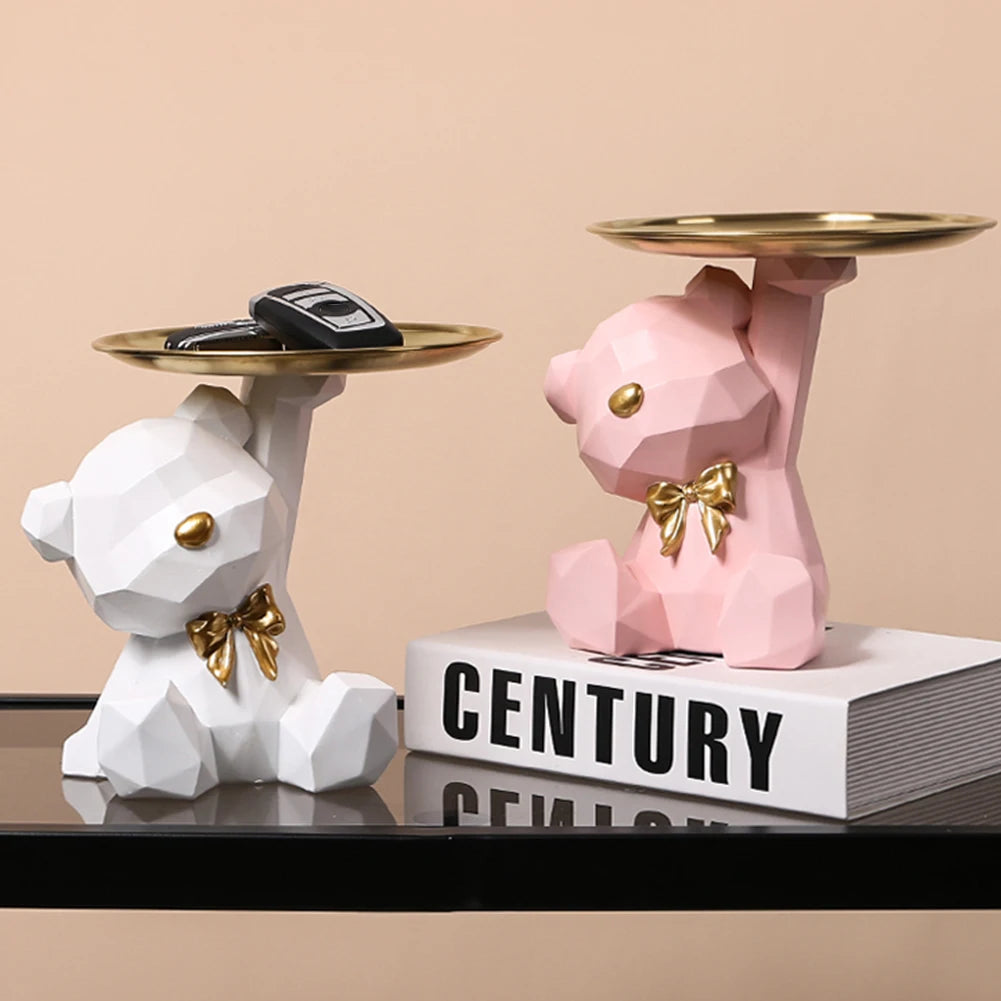 Decorative Geometric Bear Sculpture in Resin